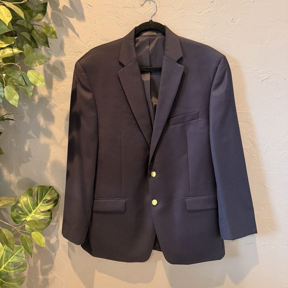 Lauren Ralph Lauren 42R Navy Wool Blazer Mens Classic Preppy Business Old Money